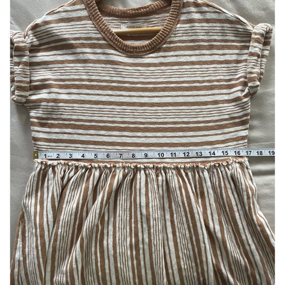 American Eagle Short Sleeve Mini Dress Brown And White Stripes XS - Picture 3 of 4